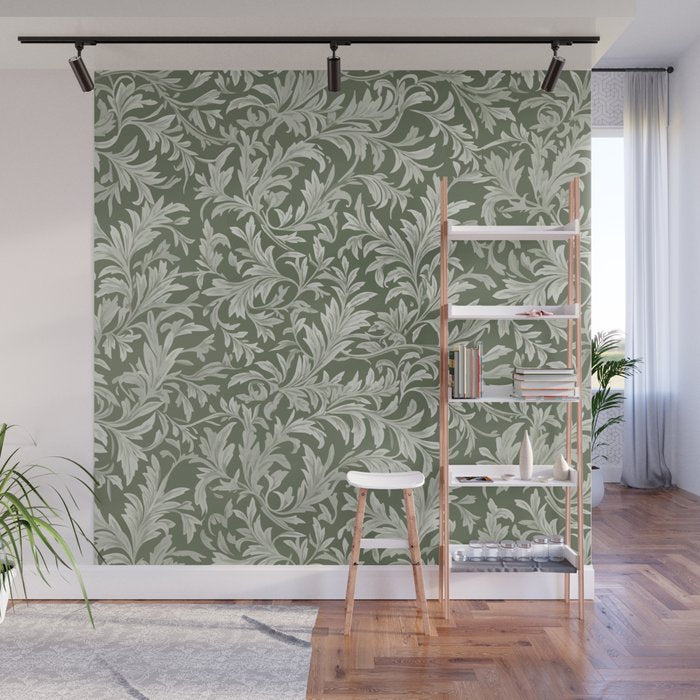 Countryside Bloom Sage Leaf Wall Mural Gallery Image 1
