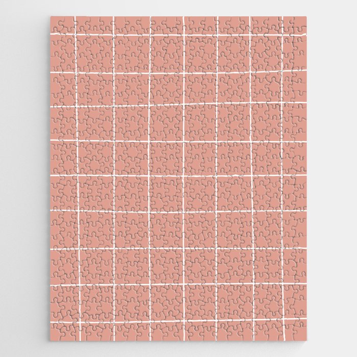 Hand Drawn Grid Pattern Peach Pink Jigsaw Puzzle Gallery Image 1