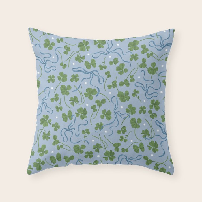 Clover Ribbon Throw Pillow Gallery Image 6