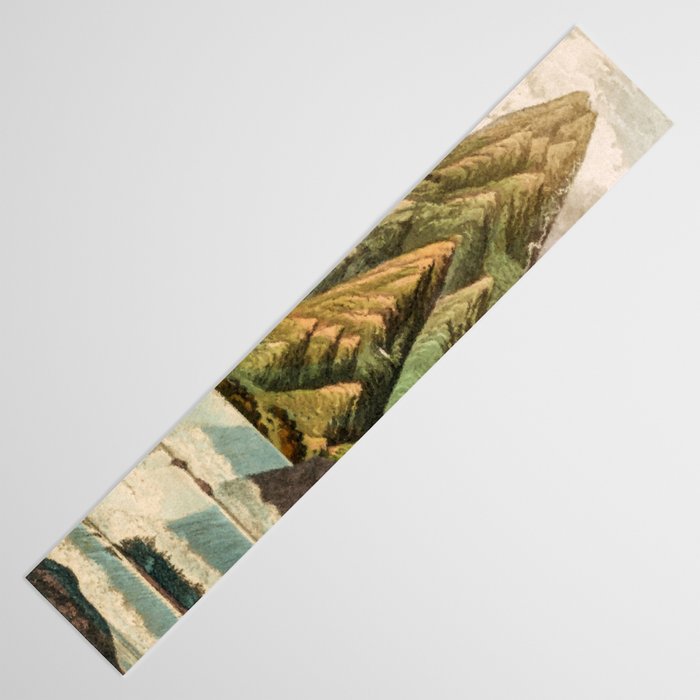Departing in Dreams - Mountain and Waterfalls - Nature Landscape in Green, Brown, Blue Table Runner Gallery Image 3