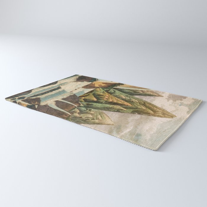 Departing in Dreams - Mountain and Waterfalls - Nature Landscape in Green, Brown, Blue Rug Gallery Image 3