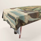 Departing in Dreams - Mountain and Waterfalls - Nature Landscape in Green, Brown, Blue Tablecloth Gallery Image 1