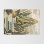 Departing in Dreams - Mountain and Waterfalls - Nature Landscape in Green, Brown, Blue Rug Gallery Image 2