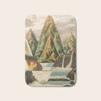 Departing in Dreams - Mountain and Waterfalls - Nature Landscape in Green, Brown, Blue Bath Mat Gallery Image 1