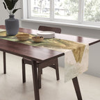 Departing in Dreams - Mountain and Waterfalls - Nature Landscape in Green, Brown, Blue Table Runner Gallery Image 2