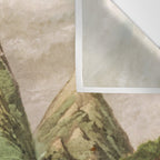 Departing in Dreams - Mountain and Waterfalls - Nature Landscape in Green, Brown, Blue Wall Tapestry Gallery Image 3