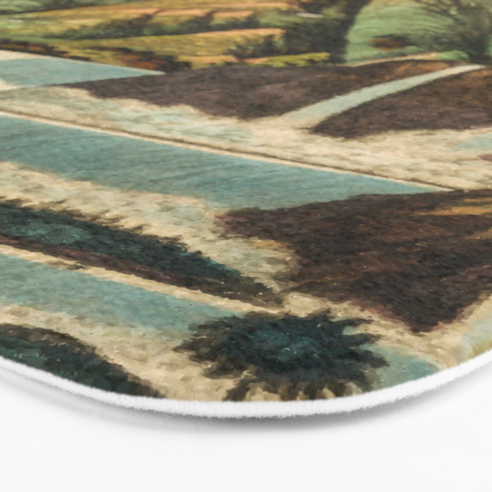 Departing in Dreams - Mountain and Waterfalls - Nature Landscape in Green, Brown, Blue Bath Mat Gallery Image 3