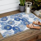 blue indigo dandelion pattern watercolor Outdoor Rug Gallery Image 2
