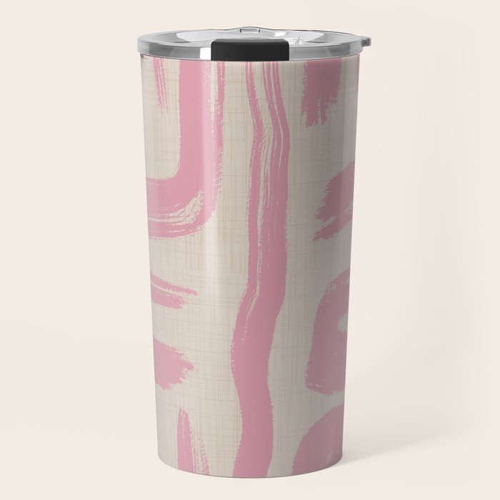 Blush Brushstrokes - Abstract Mid Century Modern Travel Mug Gallery Image 1