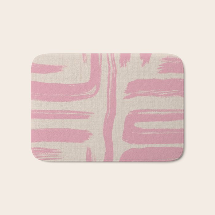 Blush Brushstrokes - Abstract Mid Century Modern Bath Mat Gallery Image 1