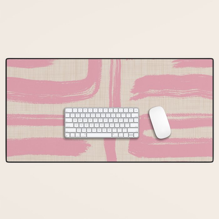 Blush Brushstrokes - Abstract Mid Century Modern Desk Mat Gallery Image 1