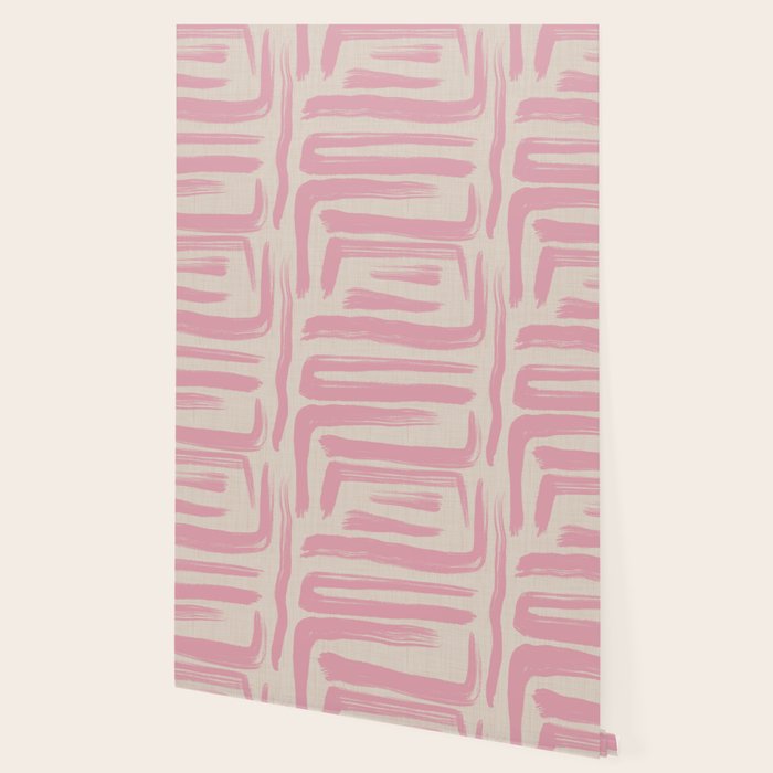 Blush Brushstrokes - Abstract Mid Century Modern Wallpaper Gallery Image 2