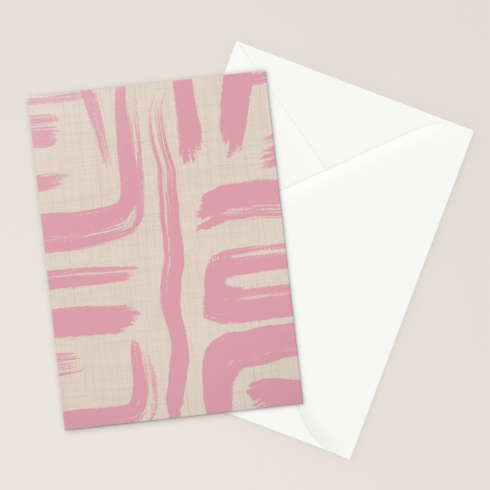 Blush Brushstrokes - Abstract Mid Century Modern Stationery Card Gallery Image 2