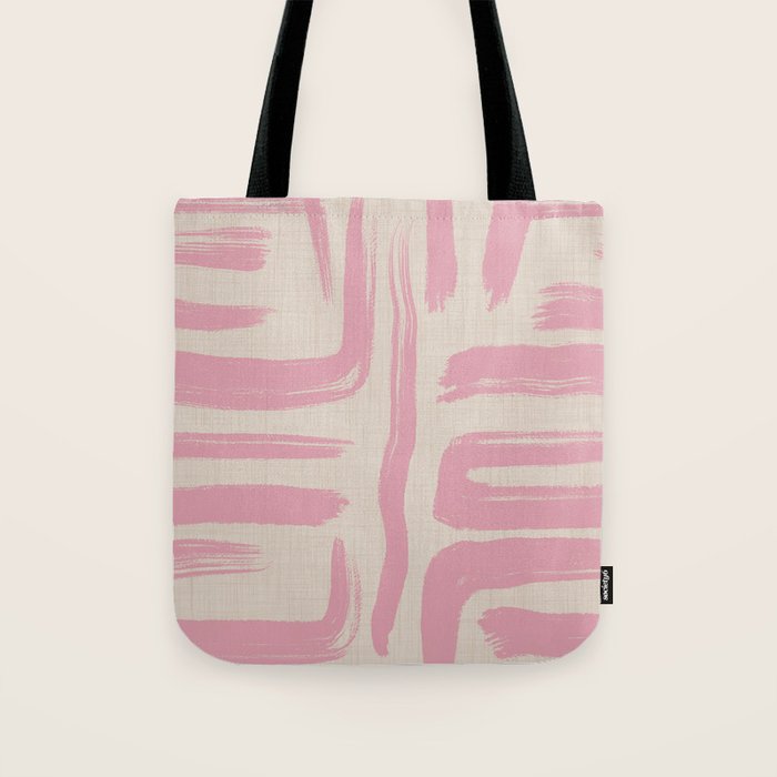 Blush Brushstrokes - Abstract Mid Century Modern Tote Bag Gallery Image 1
