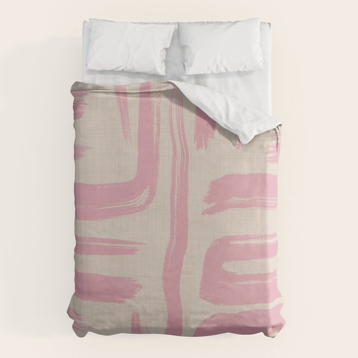 Blush Brushstrokes - Abstract Mid Century Modern Duvet Cover Gallery Image 1