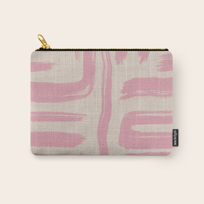 Blush Brushstrokes - Abstract Mid Century Modern Carry All Pouch Gallery Image 1