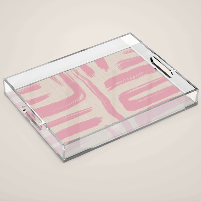Blush Brushstrokes - Abstract Mid Century Modern Acrylic Tray Gallery Image 1