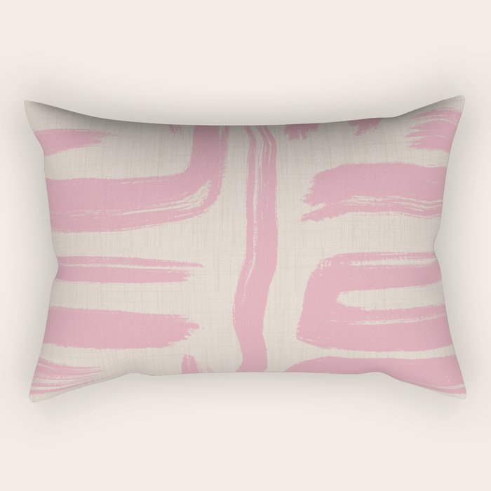 Blush Brushstrokes - Abstract Mid Century Modern Rectangular Pillow Gallery Image 1