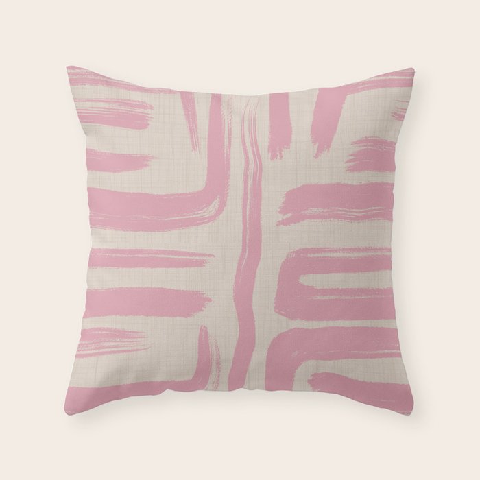 Blush Brushstrokes - Abstract Mid Century Modern Throw Pillow Gallery Image 6