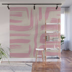 Blush Brushstrokes - Abstract Mid Century Modern Wall Mural Gallery Image 1