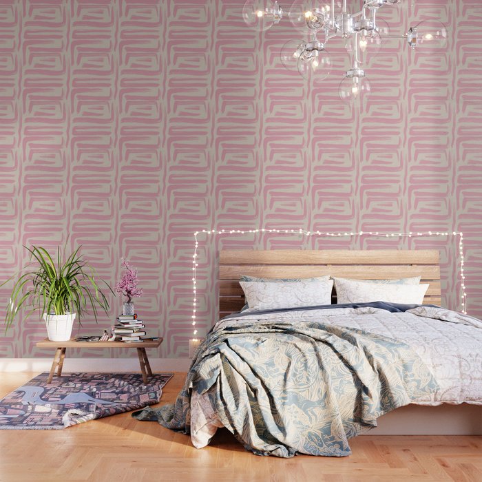 Blush Brushstrokes - Abstract Mid Century Modern Wallpaper Gallery Image 3