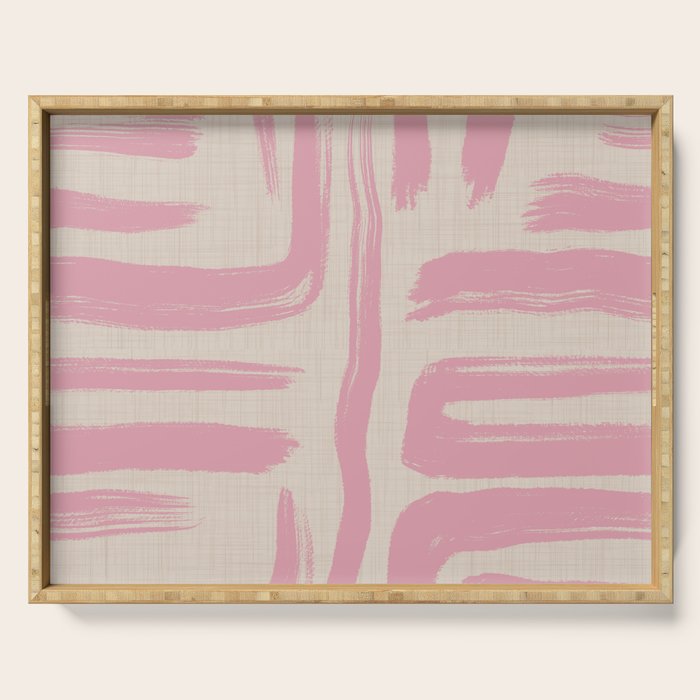 Blush Brushstrokes - Abstract Mid Century Modern Serving Tray Gallery Image 1
