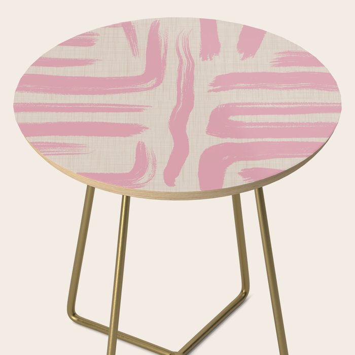 Blush Brushstrokes - Abstract Mid Century Modern Side Table Gallery Image 2