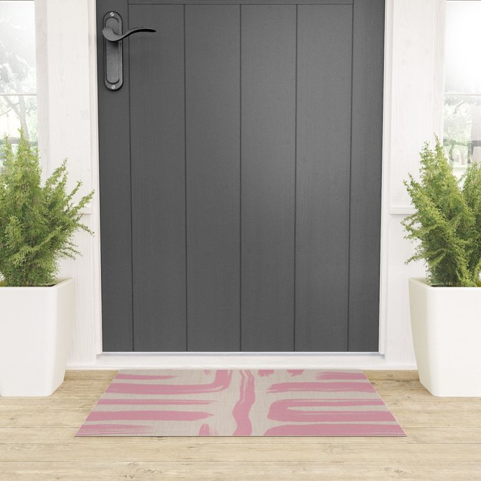 Blush Brushstrokes - Abstract Mid Century Modern Welcome Mat Gallery Image 3