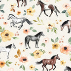 Horses and Flowers, Sunrise Floral, Cream, Horse Print, Horse Illustration, Pink and Yellow, Equestrian, Little Girls Coffee Mug Gallery Image 2