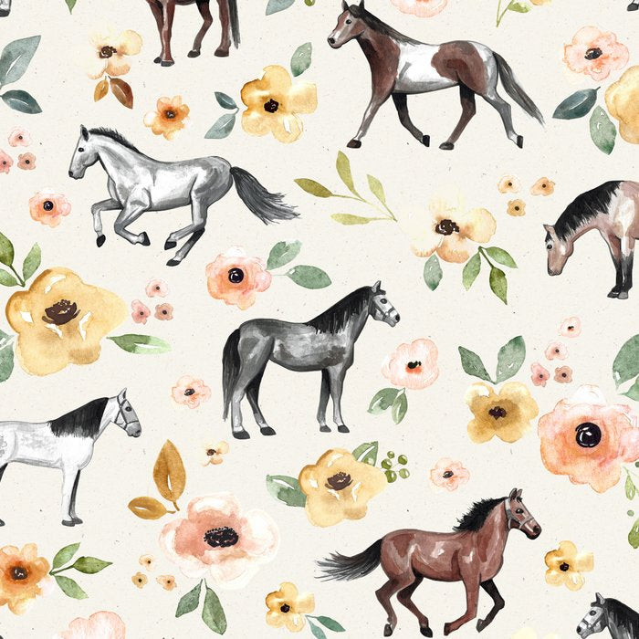 Horses and Flowers, Sunrise Floral, Cream, Horse Print, Horse Illustration, Pink and Yellow, Equestrian, Little Girls Coffee Mug Gallery Image 2