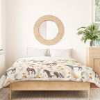 Horses and Flowers, Sunrise Floral, Cream, Horse Print, Horse Illustration, Pink and Yellow, Equestrian, Little Girls Duvet Cover Gallery Image 3