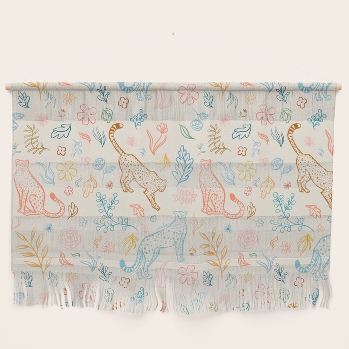 Rainbow Cheetahs and plants Wall Hanging Gallery Image 1