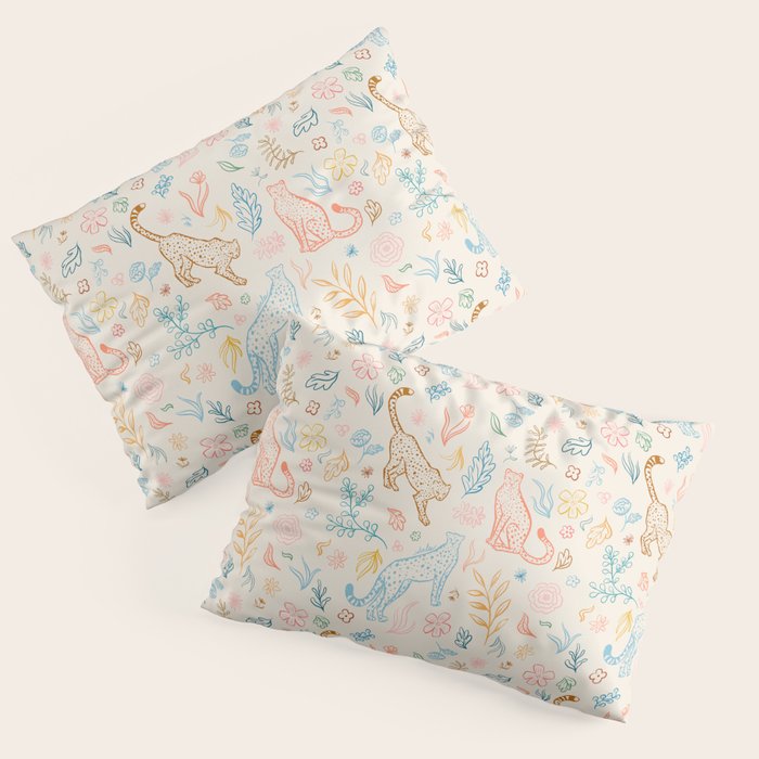 Rainbow Cheetahs and plants Pillow Sham Gallery Image 1