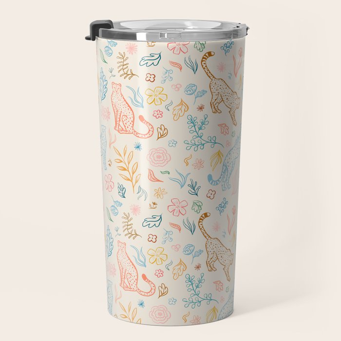 Rainbow Cheetahs and plants Travel Mug Gallery Image 3