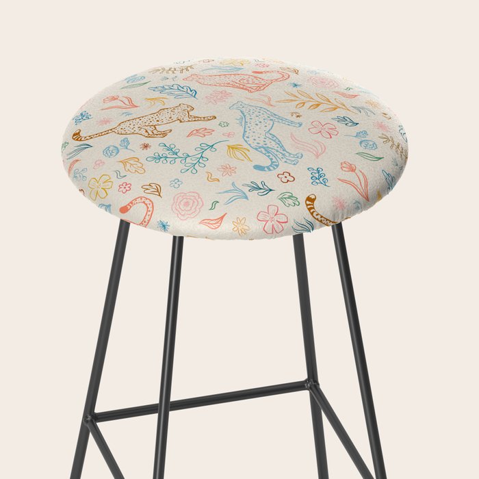 Rainbow Cheetahs and plants Stool Gallery Image 2