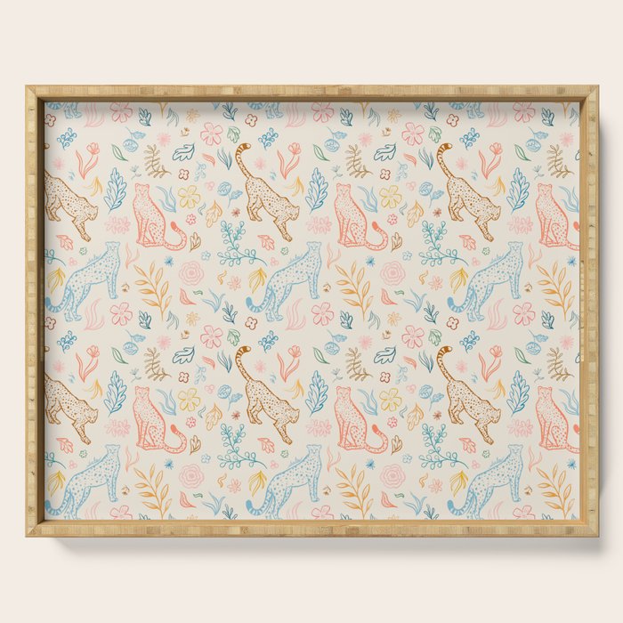Rainbow Cheetahs and plants Serving Tray Gallery Image 1