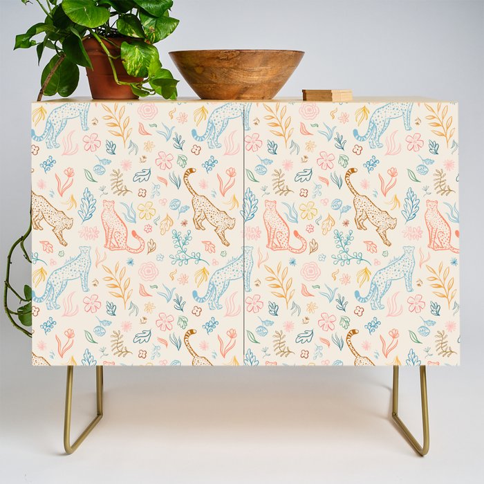 Rainbow Cheetahs and plants Credenza Gallery Image 1