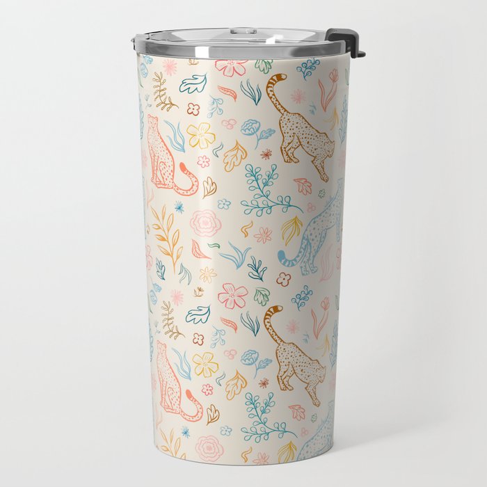 Rainbow Cheetahs and plants Travel Mug Gallery Image 2
