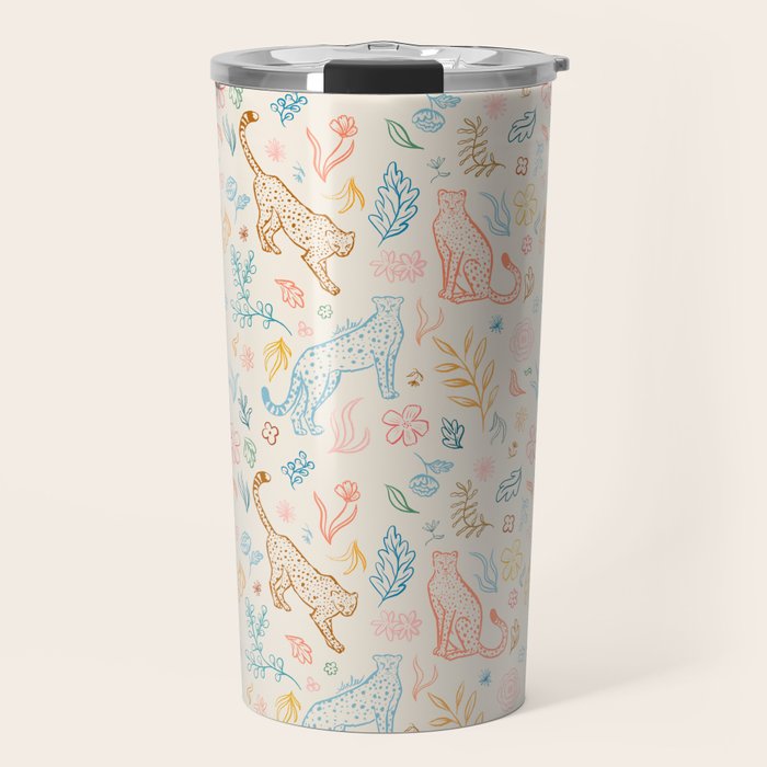 Rainbow Cheetahs and plants Travel Mug Gallery Image 1
