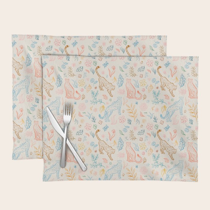 Rainbow Cheetahs and plants Placemat Gallery Image 1