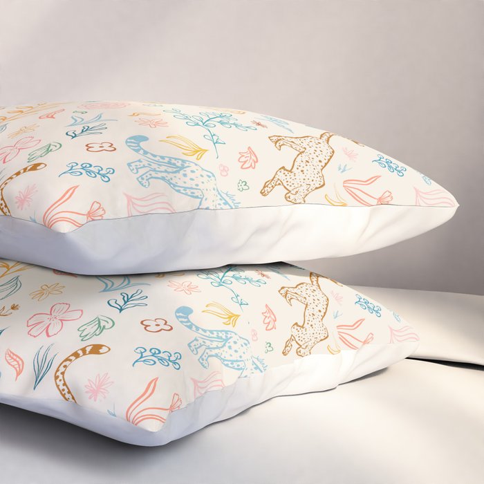 Rainbow Cheetahs and plants Pillow Sham Gallery Image 3