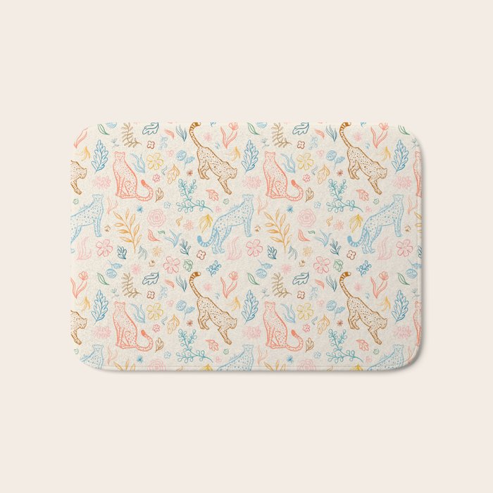 Rainbow Cheetahs and plants Bath Mat Gallery Image 1