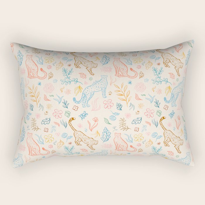 Rainbow Cheetahs and plants Rectangular Pillow Gallery Image 1