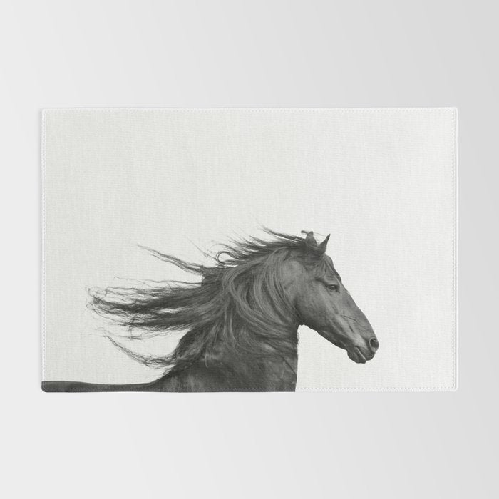 Wild Horse, Black and White Photography Rug Gallery Image 2