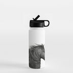 Wild Horse, Black and White Photography Water Bottle Gallery Image 1