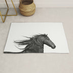 Wild Horse, Black and White Photography Rug Gallery Image 1