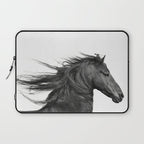 Wild Horse, Black and White Photography Laptop Sleeve Gallery Image 1