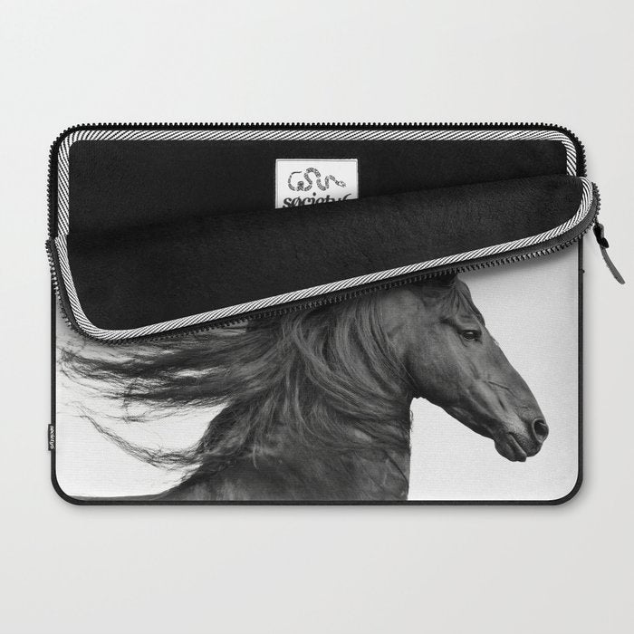 Wild Horse, Black and White Photography Laptop Sleeve Gallery Image 2