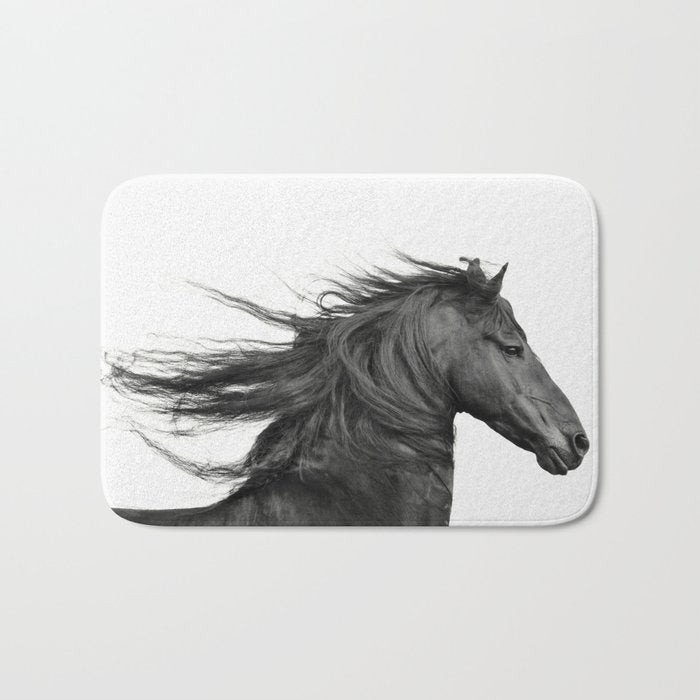 Wild Horse, Black and White Photography Bath Mat Gallery Image 1