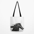 Wild Horse, Black and White Photography Tote Bag Gallery Image 2